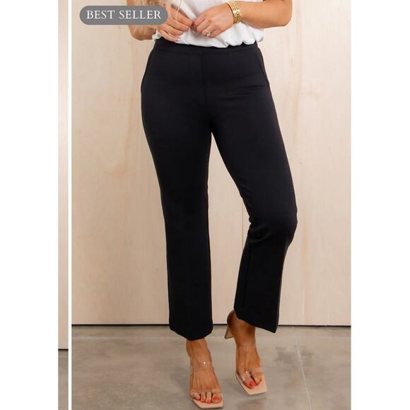 SPANX The Perfect Pant Kick Flare Cropped Slimming Ponte Pants Black Size S - Picture 1 of 6